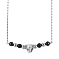Marvelous Meteorite, Shungite Beaded Leopard Charm Necklace (18 Inches) in Sterling Silver 7.50 ctw