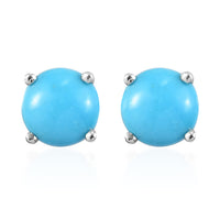 2.20 ctw Natural Arizona Sleeping Beauty Turquoise Solitaire Stud Earrings in Platinum Over Sterling Silver