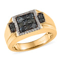 Narsipatnam Alexandrite and Natural White Zircon Men's Ring in Rhodium and Vermeil Yellow Gold Over Sterling Silver (9.85 g) 1.10 ctw - Sticky add to cart bar