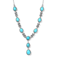 6.50 ctw Natural Arizona Sleeping Beauty Turquoise Necklace 20 Inch in Platinum Over Sterling Silver 9.60 Grams