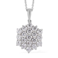 4.20 ctw Platinum Over Sterling Silver Cluster Pendant Necklace 20 Inches Made with Zirconia from Swarovski