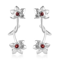 0.35 ctw Mozambique Garnet Flower Airpods Earrings in Platinum Over Sterling Silver