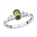 Ambanja Champagne Demantoid Garnet and Diamond Ring in Platinum Over Sterling Silver 1.00 ctw - Sticky add to cart bar
