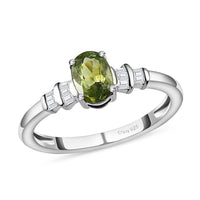 Ambanja Champagne Demantoid Garnet and Diamond Ring in Platinum Over Sterling Silver 1.00 ctw