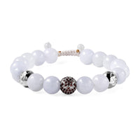 White Jade and Champagne Zircon Beaded Bolo Bracelet in Rhodium Over Sterling Silver 151.25 ctw