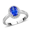 Certified & Appraised Rhapsody AAAA Tanzanite and E-F VS Diamond 1.60 ctw Halo Ring in 950 Platinum 5.40 Grams - Sticky add to cart bar