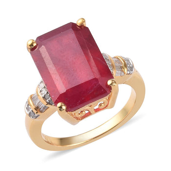 10.60 ctw Niassa Ruby and Diamond Ring in Vermeil Yellow Gold Over Sterling Silver - Product card gallery slide 1 (10176435192121)