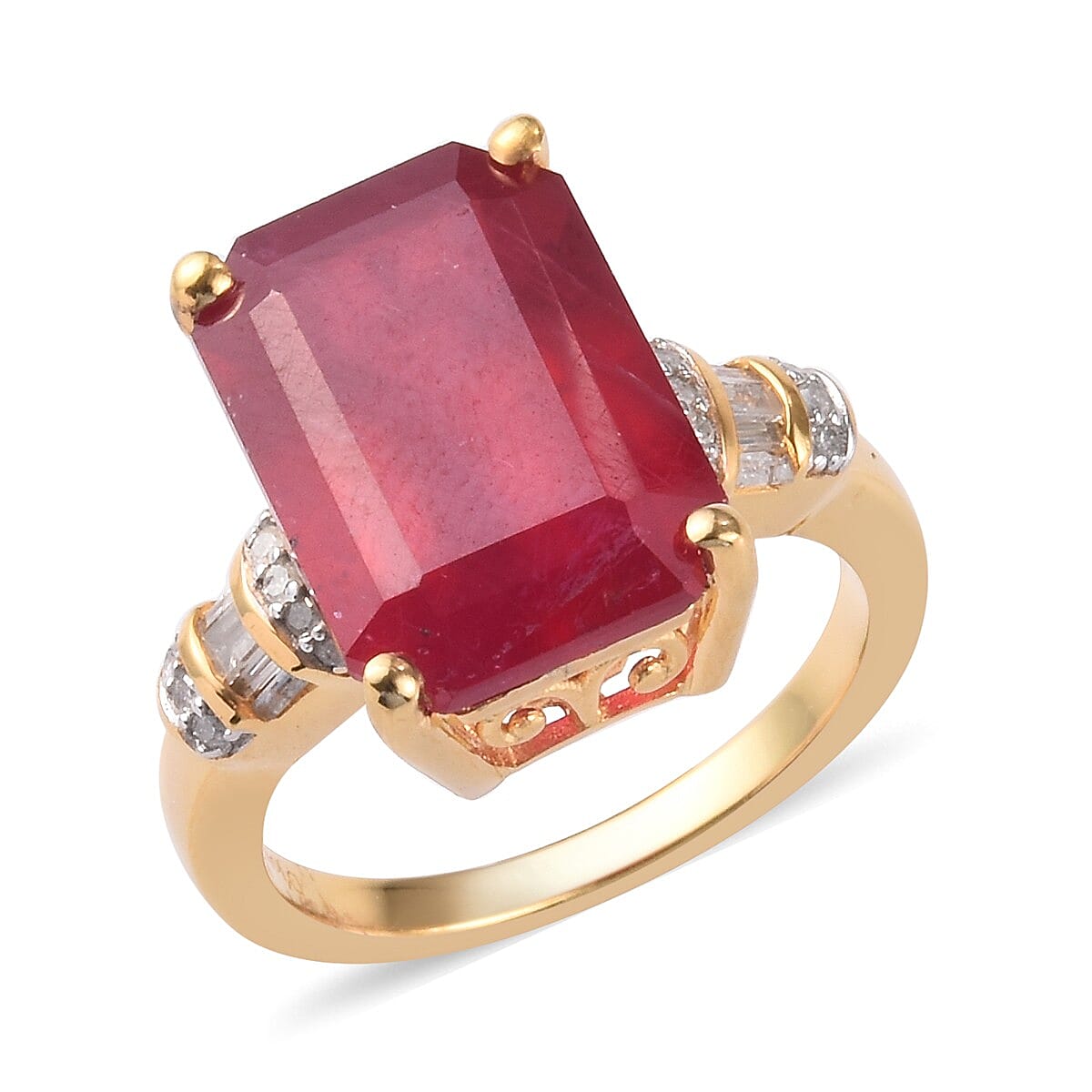 10.60 ctw Niassa Ruby and Diamond Ring in Vermeil Yellow Gold Over Sterling Silver (1)