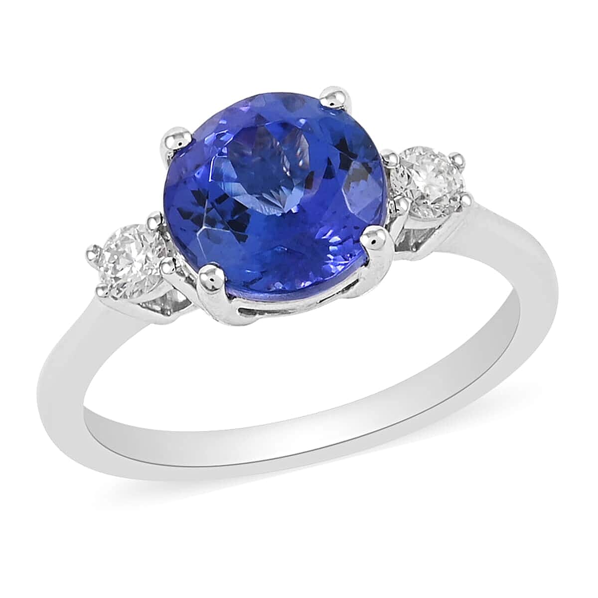 RHAPSODY 950 Platinum AAAA Tanzanite and Diamond E-F VS Ring (Size 8.0) 4.40 Grams 3.10 ctw (1)