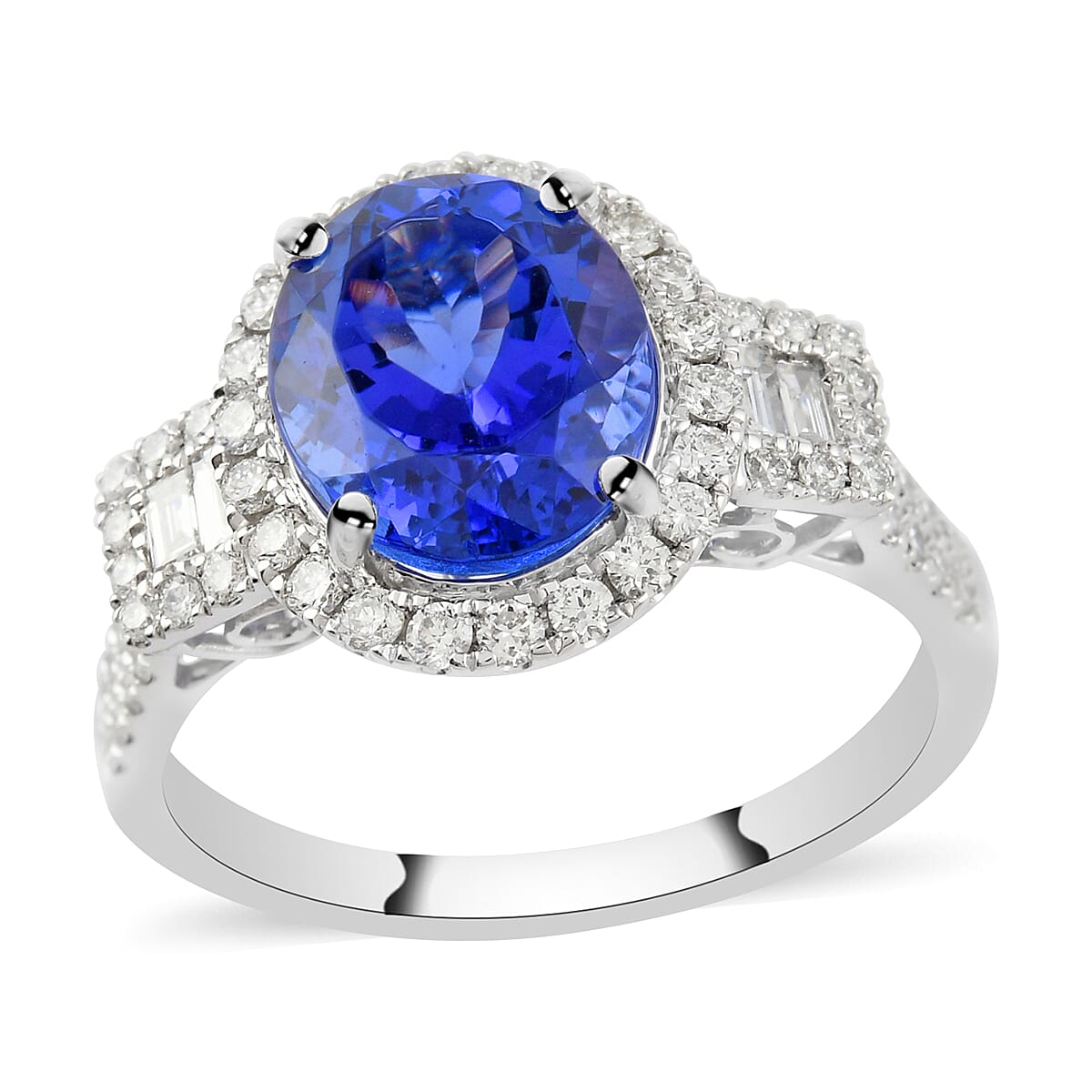 Rhapsody 4.25 ctw AAAA Tanzanite and Diamond E-F VS Ring in 950 Platinum (Size 10.0) 6.58 Grams