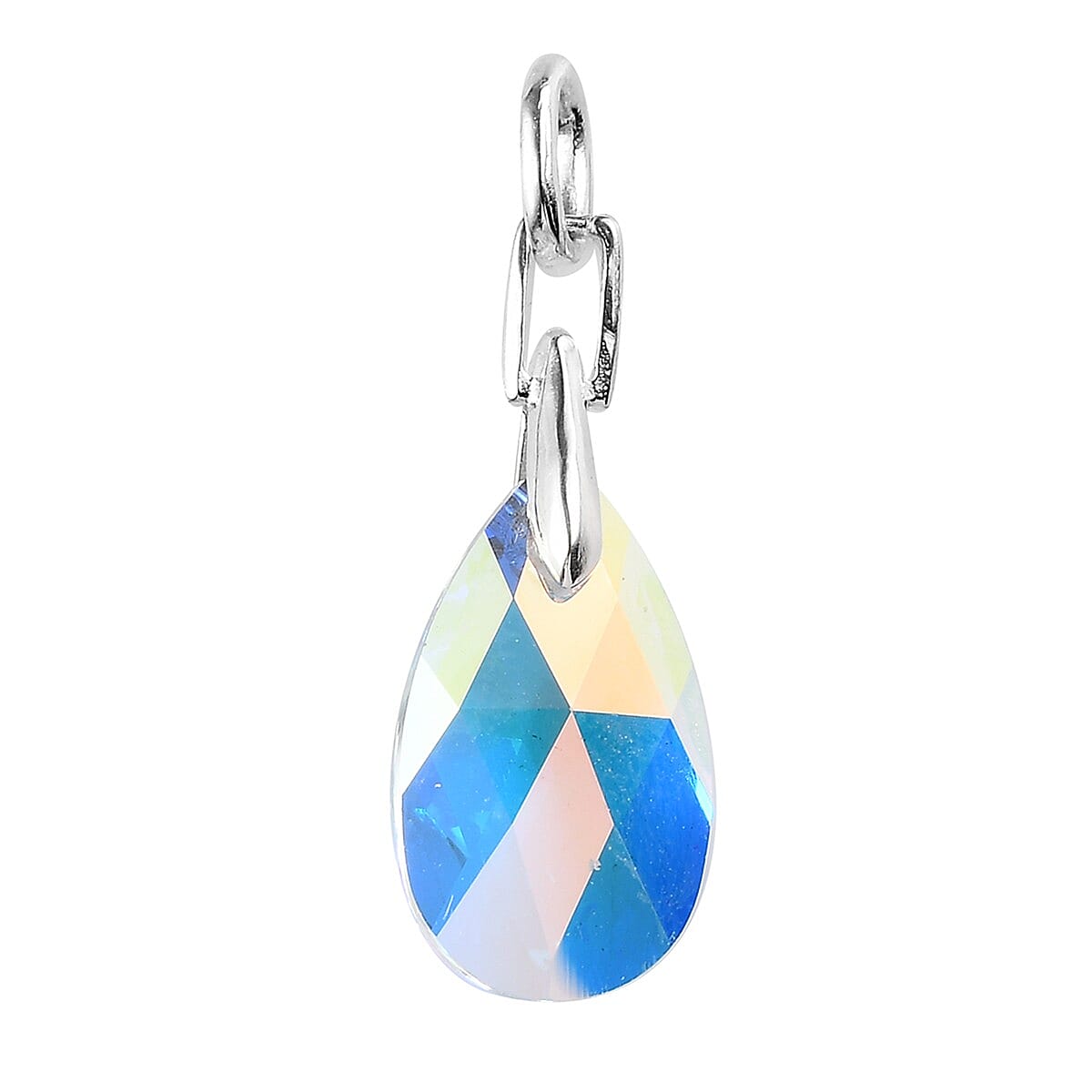 Ruby Color Crystal Drop Pendant in Sterling Silver