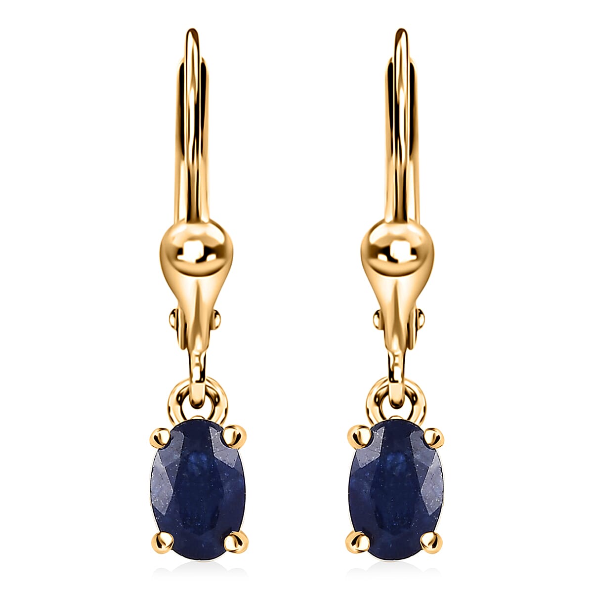 Premium Masoala Sapphire (FF) Lever Back Earrings in 14K Yellow Gold Over Sterling Silver 1.40 ctw