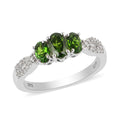 Natural Chrome Diopside and White Zircon Ring in Platinum Over Sterling Silver 3.00 ctw - Sticky add to cart bar