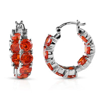 20.90 ctw Simulated Red Diamond Inside Out Hoop Earrings in Stainless Steel