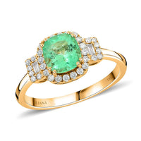 One Of A Kind Certified & Appraised Iliana AAA Boyaca Colombian Emerald and G-H SI Diamond 1.55 ctw Ring in 18K Yellow Gold
