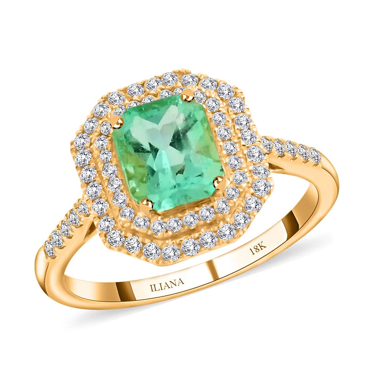 One Of A Kind Certified & Appraised Iliana AAA Boyaca Colombian Emerald and Diamond G-H SI 1.70 ctw Ring in 18K Yellow Gold 7.70 Grams