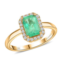 ILIANA AAA Boyaca Colombian Emerald and G-H SI Diamond Ring in 18K Yellow Gold 3.65 Grams 1.40 ctw