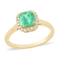 Iliana 18K Yellow Gold AAA Boyaca Colombian Emerald and G-H SI Diamond Halo Ring (Size 6.0) 1.10 ctw - Sticky add to cart bar