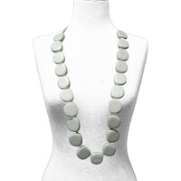 Limpet Blue Wooden Nuggets & Cotton Cord Long Necklace (38 Inches)