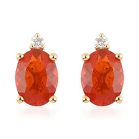 ILIANA 1.50 ctw AAA Salamanca Fire Opal and Diamond G-H SI Stud Earrings in 18K Yellow Gold