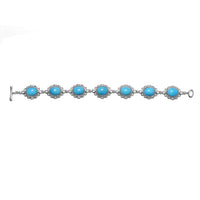 15.00 ctw Natural Arizona Sleeping Beauty Turquoise Bracelet in Platinum Over Sterling Silver (7.50 In) 20 Grams