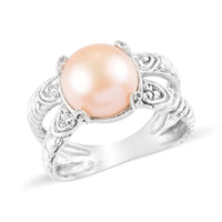 Freshwater Pearl Ring in Platinum Over Sterling Silver (Size 8)