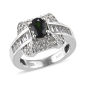Natural Chrome Diopside and Zircon Ring in Platinum Over Sterling Silver 2.80 ctw - Sticky add to cart bar