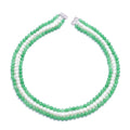 Green Jade and White Freshwater Pearl Triple Row Beaded Necklace 18 Inches in Rhodium Over Sterling Silver 375.50 ctw - Sticky add to cart bar