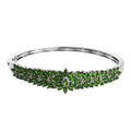 7.85 ctw Tanzanite and White Zircon Floral Spray Bangle Bracelet in Platinum Over Sterling Silver (6.50 In) 19.25 Grams - Sticky add to cart bar