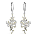 KARIS Green Diamond Accent Dangle Leafs Earrings in Rhodium & Platinum Bond - Sticky add to cart bar
