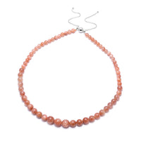 188.00 ctw Natural Tanzanian Golden Sunstone 5-12mm Beads Necklace 18 Inches in Rhodium Over Sterling Silver