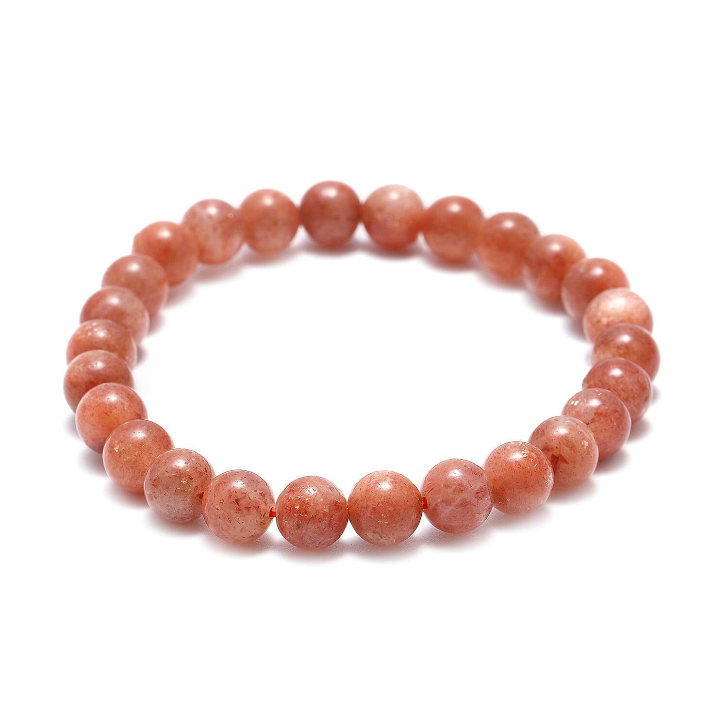 67.00 ctw Natural Tanzanian Golden Sunstone 6-8mm Beads Stretch Bracelet (6.5- 7.00 In)
