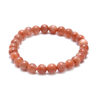 67.00 ctw Natural Tanzanian Golden Sunstone 6-8mm Beads Stretch Bracelet (6.5- 7.00 In)