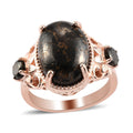 Matrix Silver Shungite and Elite Shungite Ring in 14K RG Over Copper With Magnet (Size 9.0) 4.75 ctw - Sticky add to cart bar
