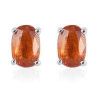 1.00 ctw Natural Tanzania Tangerine Kyanite Solitaire Stud Earrings in Platinum Over Sterling Silver