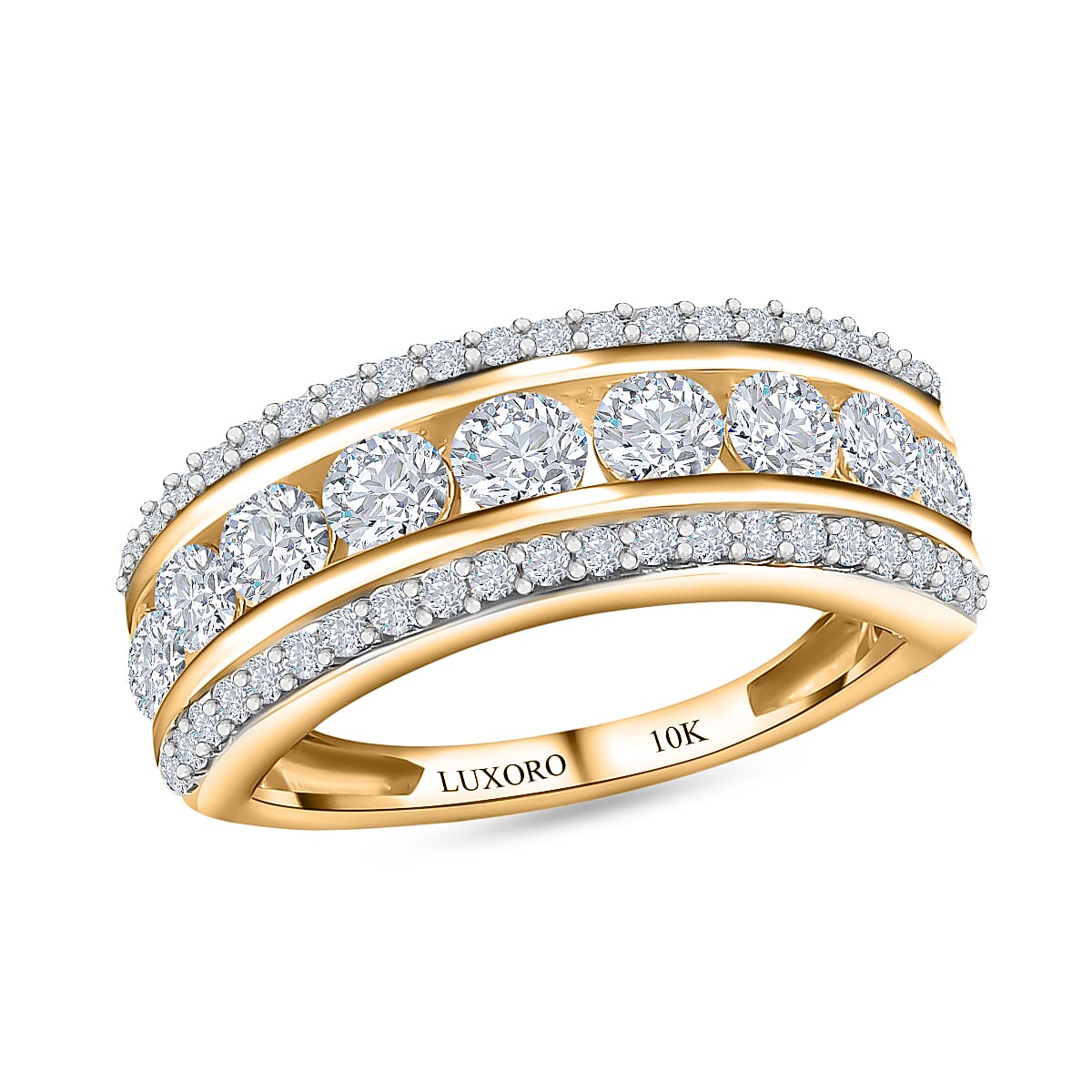 LUXORO 10K Yellow Gold Made with Finest CZ Band Ring 2.30 ctw