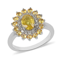 3.05 ctw Yellow Sapphire and Multi Gemstone Ring in Platinum Over Sterling Silver (Size 9)