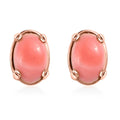 Premium Oregon Peach Opal Solitaire Stud Earrings in Vermeil Rose Gold Over Sterling Silver 0.70 ctw - Sticky add to cart bar