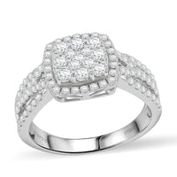RHAPSODY IGI Certified 1.00 ctw Diamond E-F VS Cluster Ring in 950 Platinum (Size 10.0) 7.21 Grams