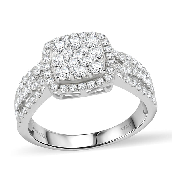 RHAPSODY IGI Certified 1.00 ctw Diamond E-F VS Cluster Ring in 950 Platinum (Size 10.0) 7.21 Grams - Product card gallery slide 1 (10176439320889)