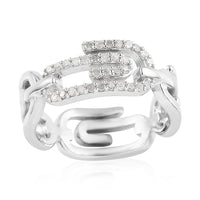 Web Paper Clip Collection Diamond Ring in Platinum Over Sterling Silver 0.20 ctw