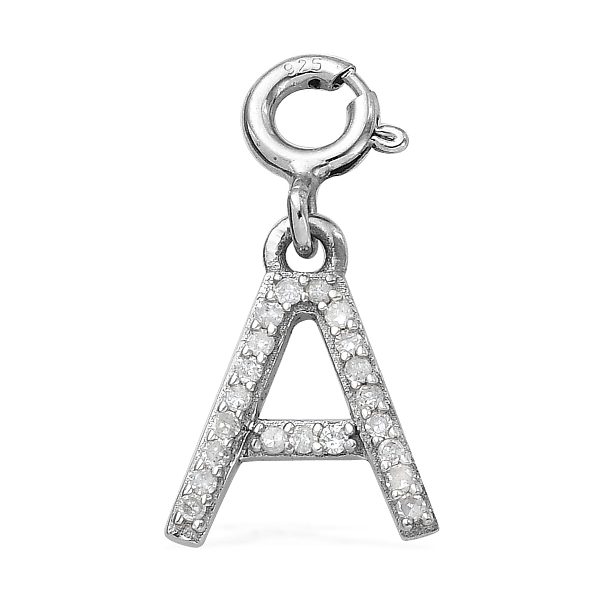 0.12 ctw Diamond Initial D Charm in Platinum Over Sterling Silver