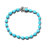 13.60 ctw Natural Arizona Sleeping Beauty Turquoise and Tanzanite Tennis Bracelet in Platinum Over Sterling Silver (6.50 In) 8.15 Grams
