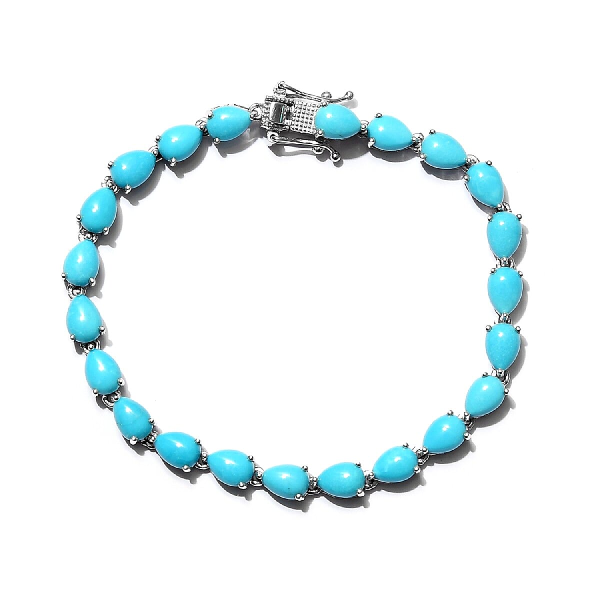 13.60 ctw Natural Arizona Sleeping Beauty Turquoise and Tanzanite Tennis Bracelet in Platinum Over Sterling Silver (6.50 In) 8.15 Grams (1)