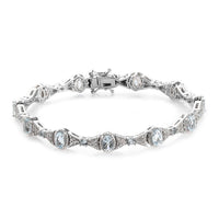 6.00 ctw Espirito Santo Aquamarine and Zircon Bracelet in Platinum Over Sterling Silver (7.25 In) 14.50 Grams