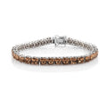 Asscher Cut Scarlet Crystal Tennis Bracelet in Platinum Over Sterling Silver (7.25 In) (13.30 g) - Sticky add to cart bar