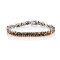 Asscher Cut Scarlet Crystal Tennis Bracelet in Platinum Over Sterling Silver (7.25 In) (13.30 g)