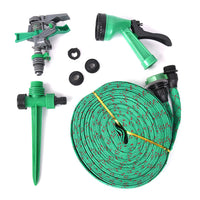 Green and Black 100FT Garden Hose with 5 Function Nozzle