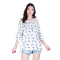 JOVIE Portrait Pattern Women's Smocking Top- M - Sticky add to cart bar