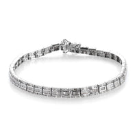4.00 ctw Diamond Three Row Bracelet in Platinum Over Sterling Silver (7.25 In) 14.70 Grams
